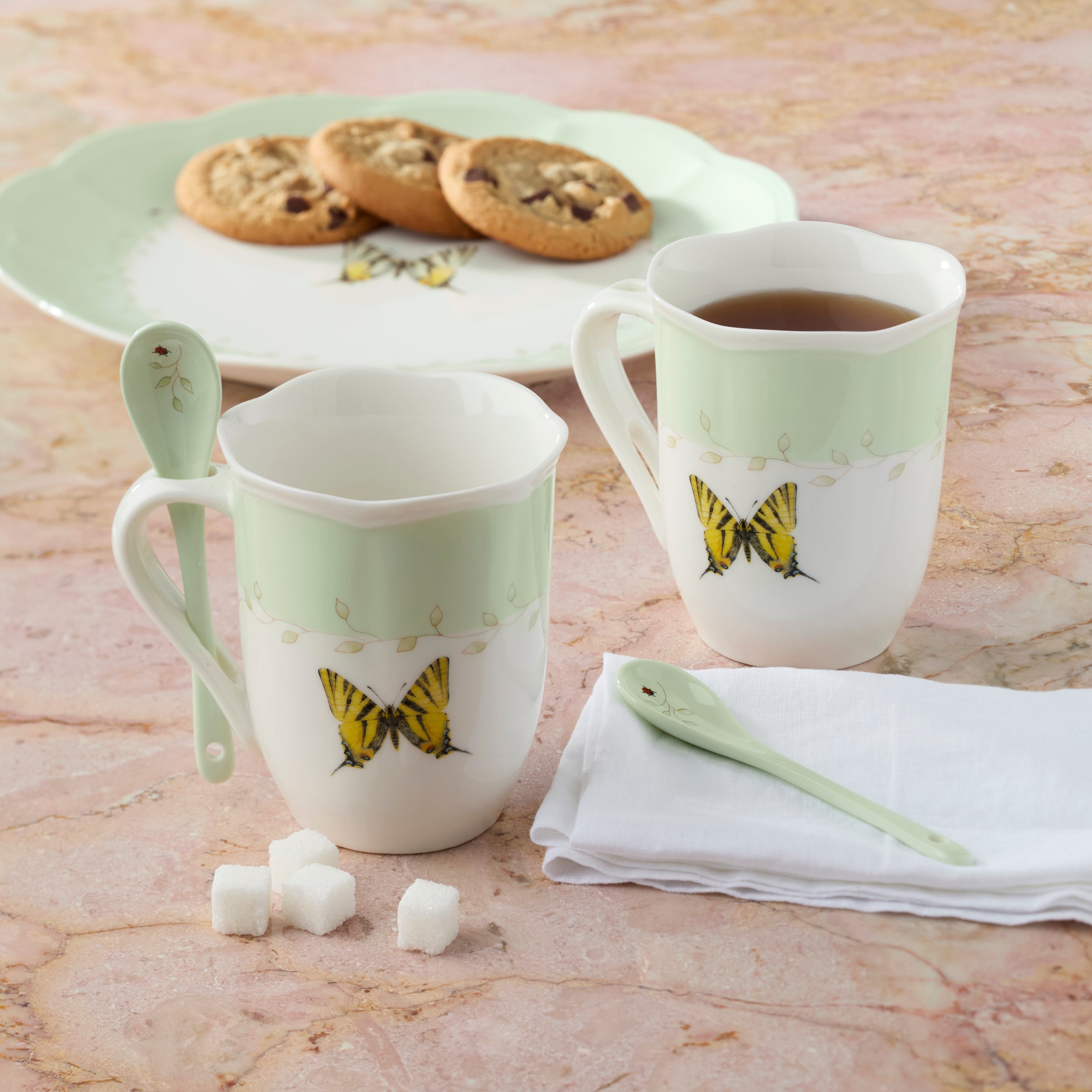 Butterfly Meadow Color Mugs With Spoons Set of 8 - Image 4