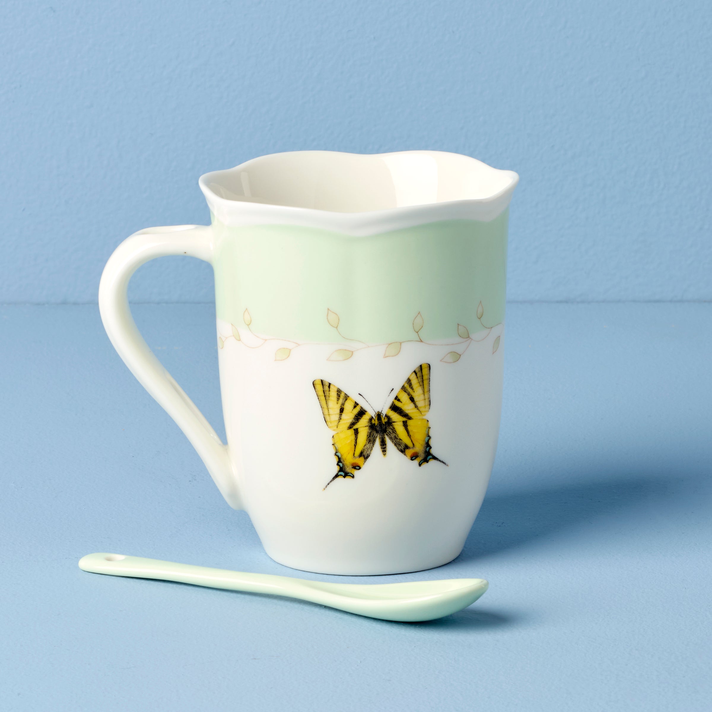 Butterfly Meadow Green Mugs With Spoons Set of 2 - Image 4