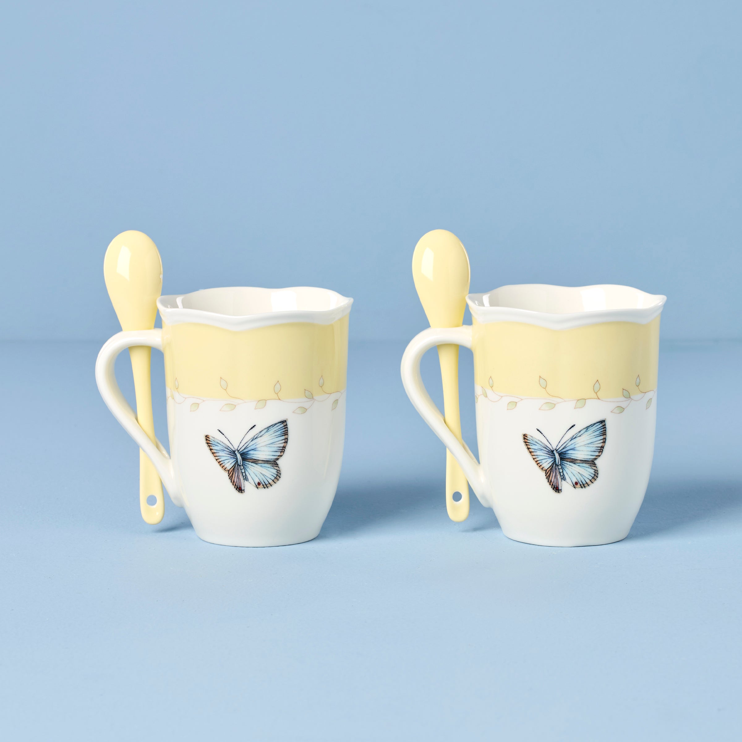 Alternative view of Butterfly Meadow Yellow Mugs With Spoons   Set of 2
