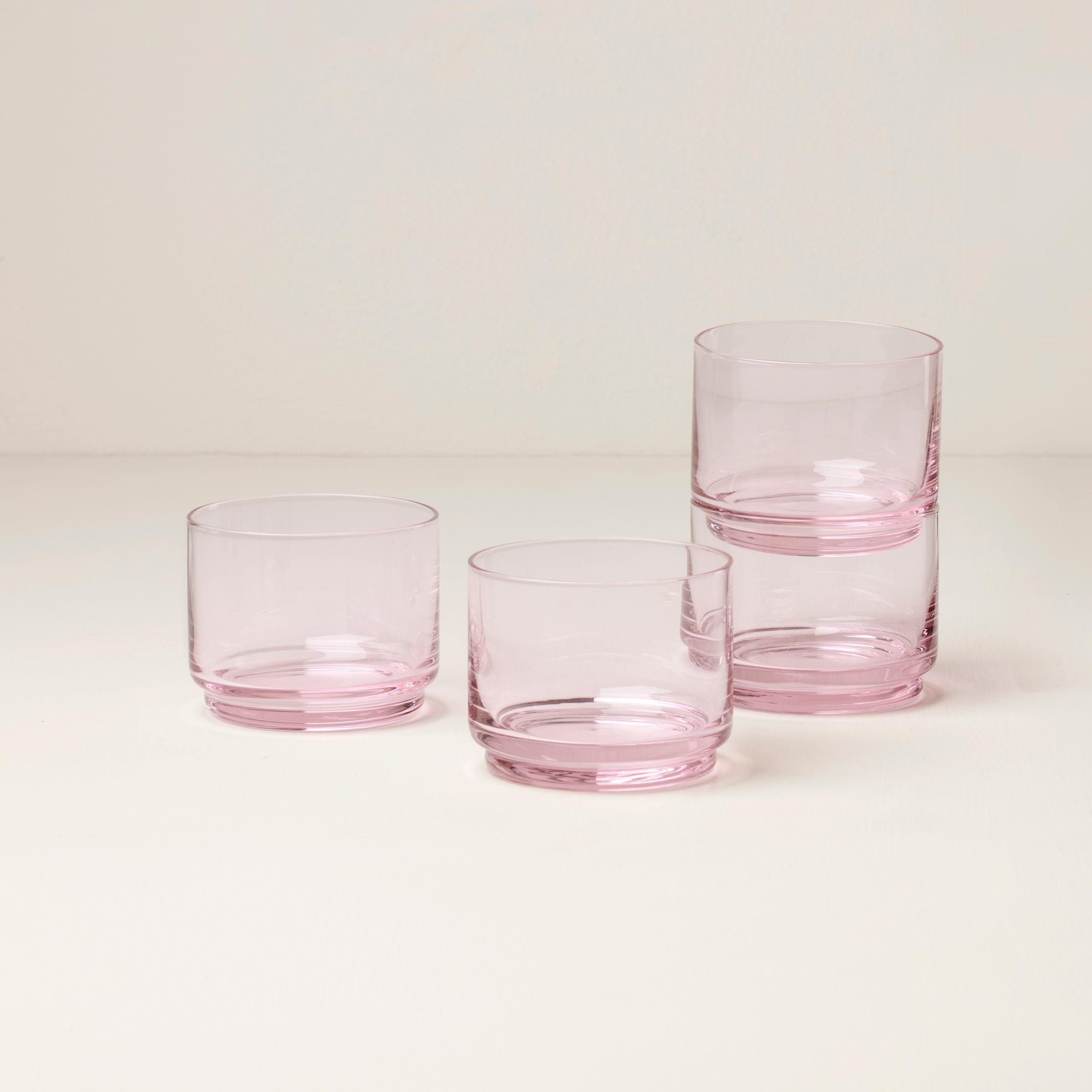 Tuscany Stackable Blush Short Glasses   Set Of 4