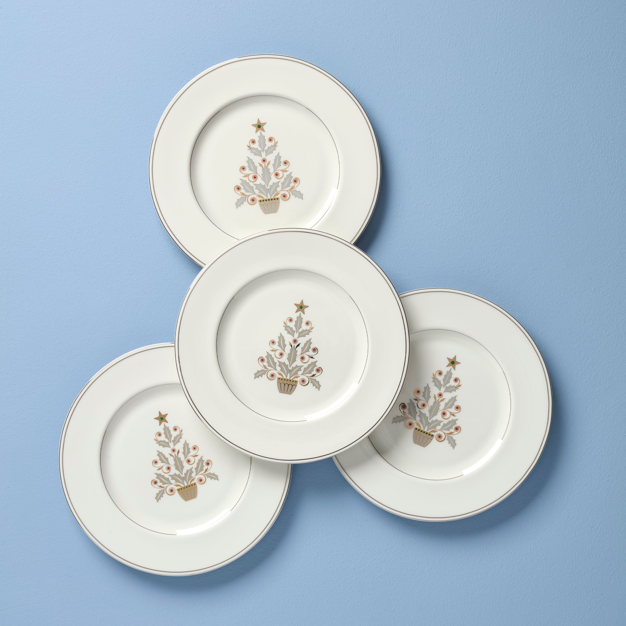 Federal Platinum Tree Accent Plates   Set of 4