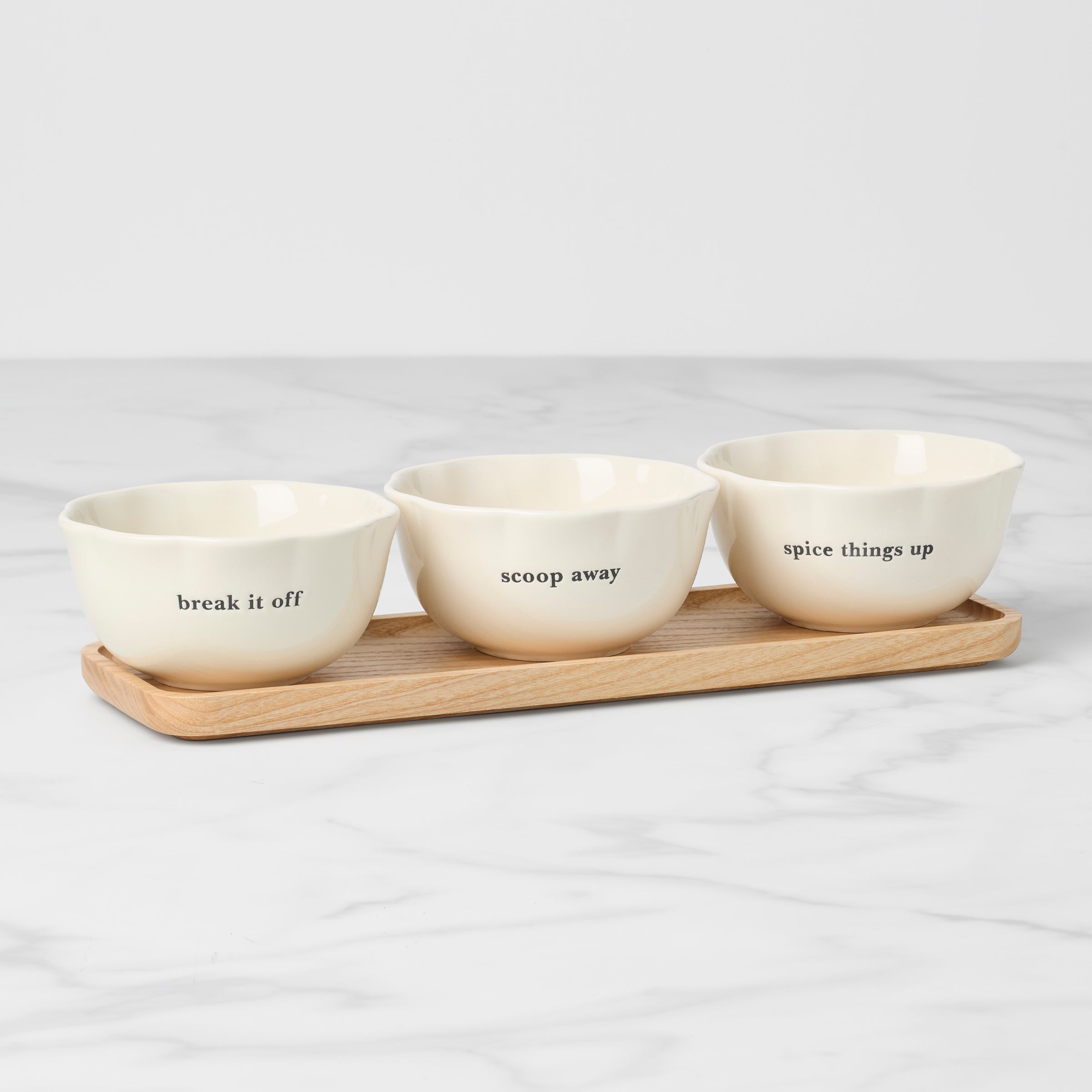 What A Treat 3 Piece Dip Bowls with Tray Set