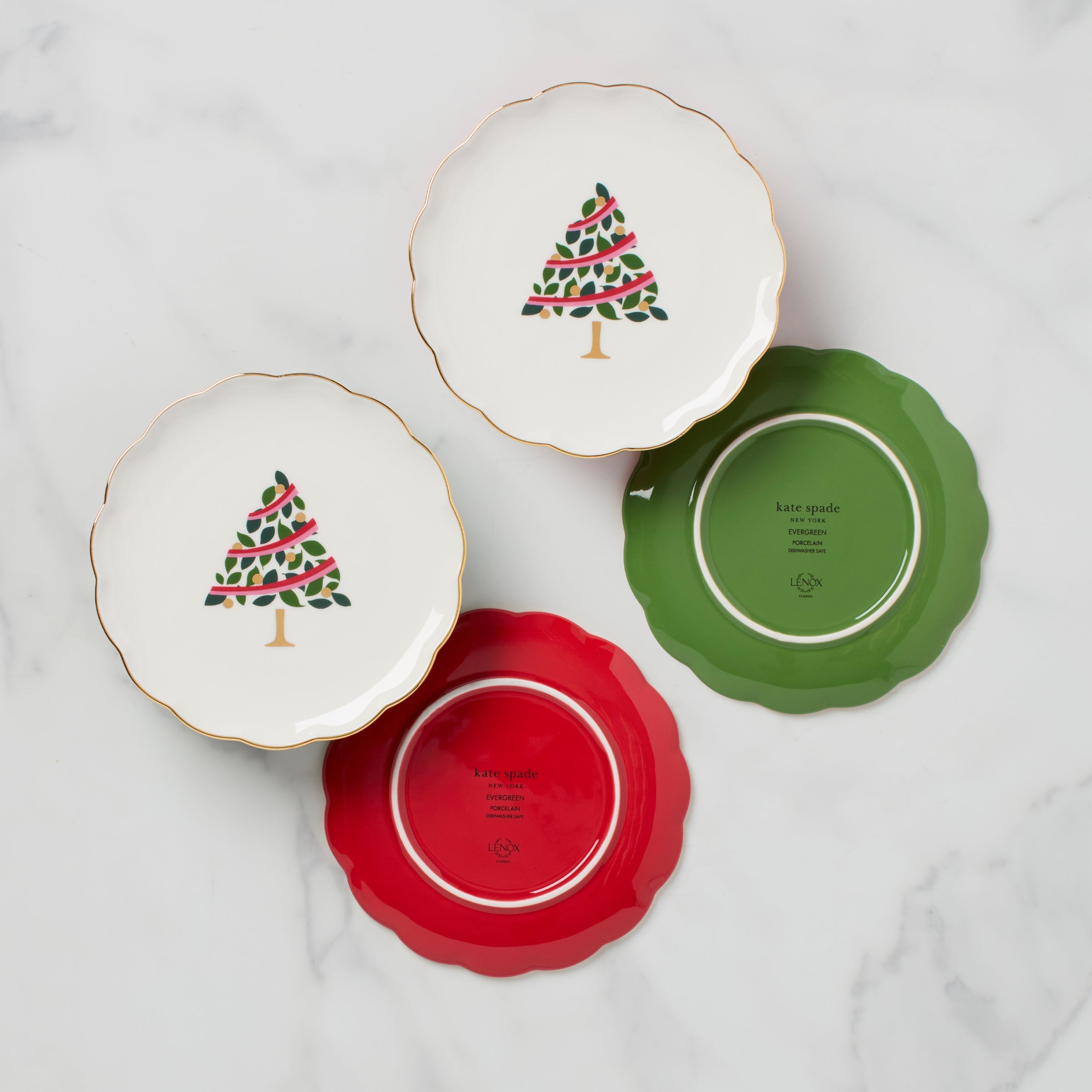 Evergreen Scallop Tidbit Plates   Set of 4
