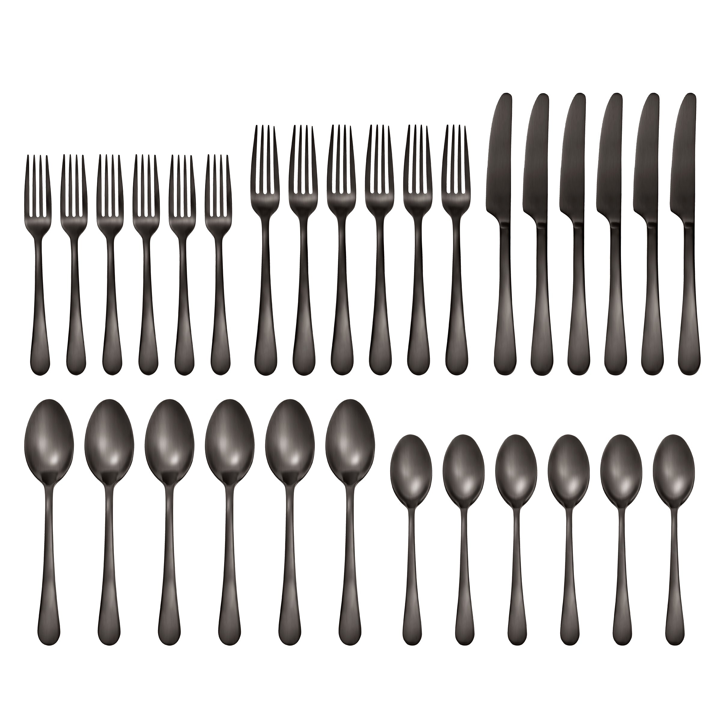 Alternative view of Mirabella Gunmetal Satin 30 Piece Flatware Kit