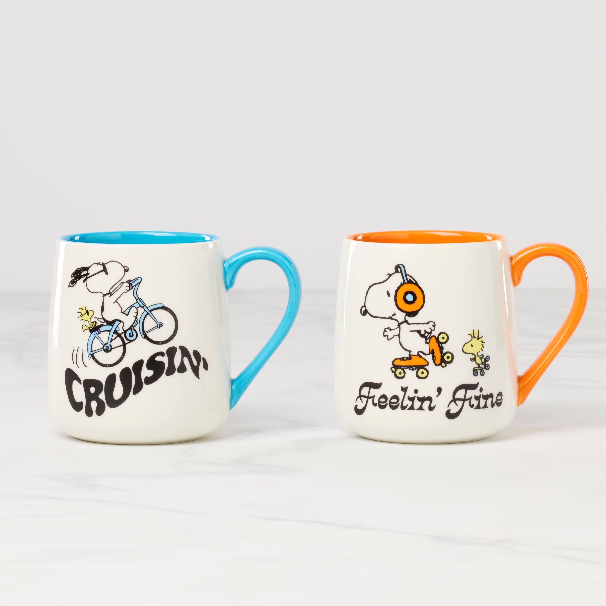 Peanuts Mugs   Set of 2   Cruisin' Feelin' Fine