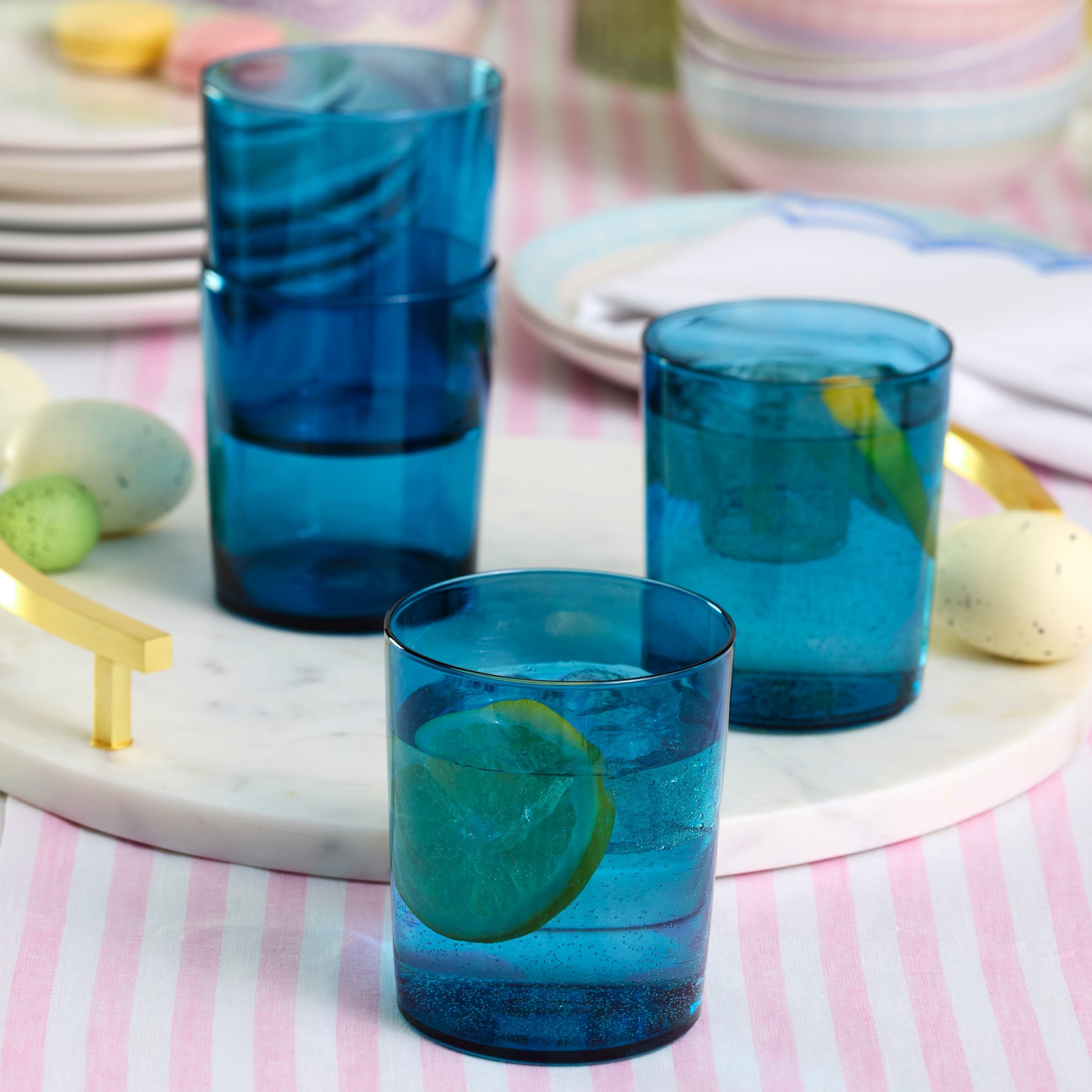 Alternative view of Stackable Blue Tall Glasses   Set Of 6