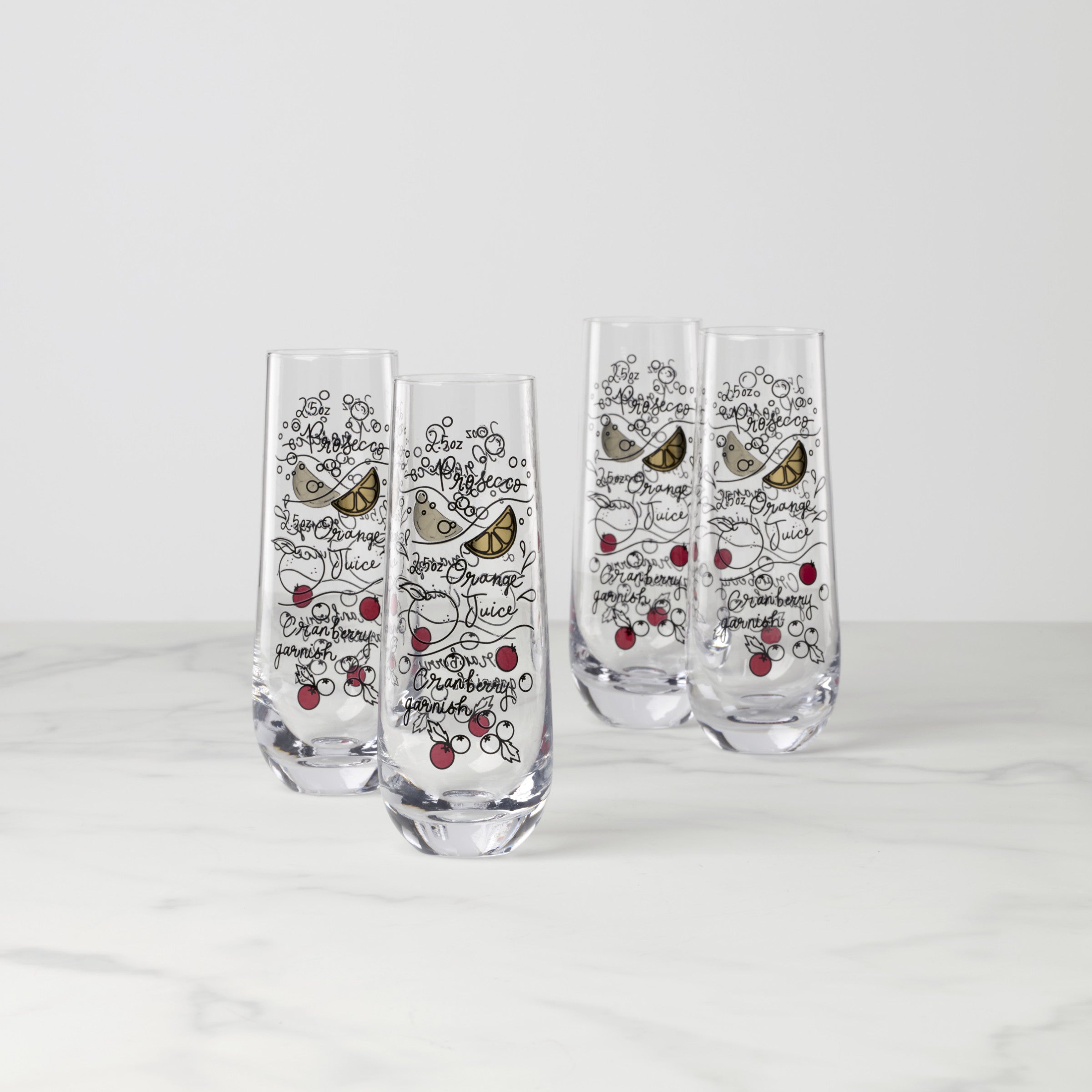 Make Merry Stemless Flute Glasses   Set Of 4