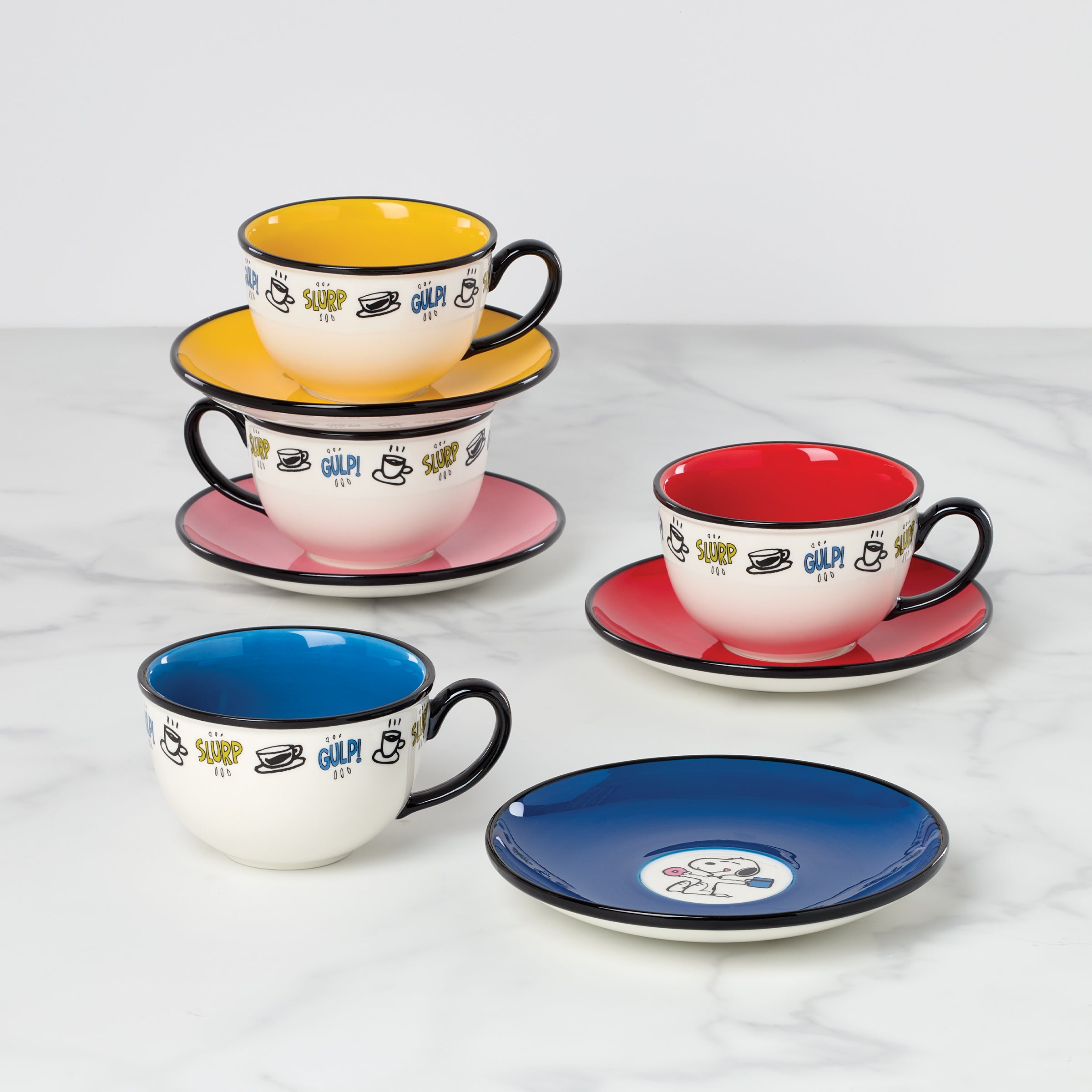 Chef Snoopy Tea Cup & Saucers   Set of 4