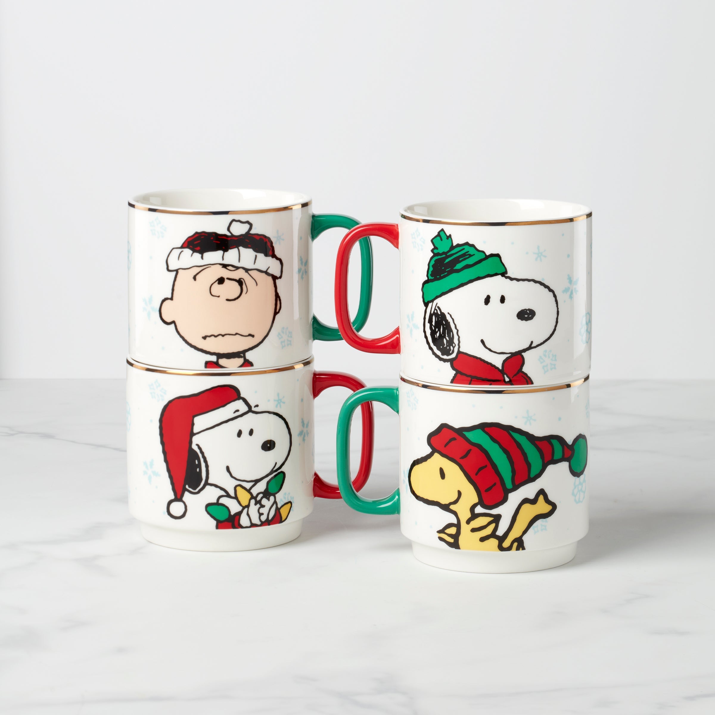 Alternative view of Snoopy Christmas Stacking Mugs   Set of 4