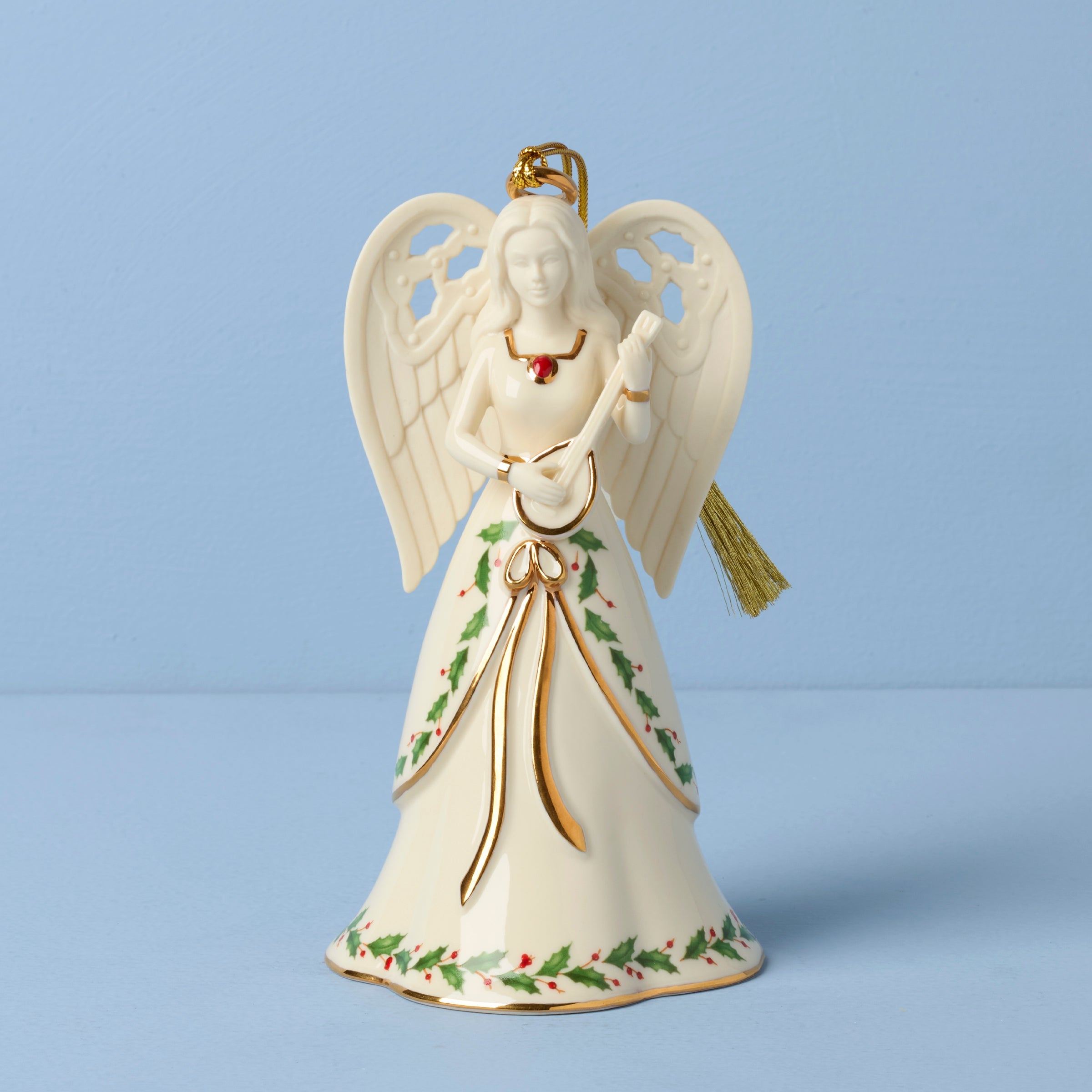 Holiday Angel Bell with Mandolin Ornament