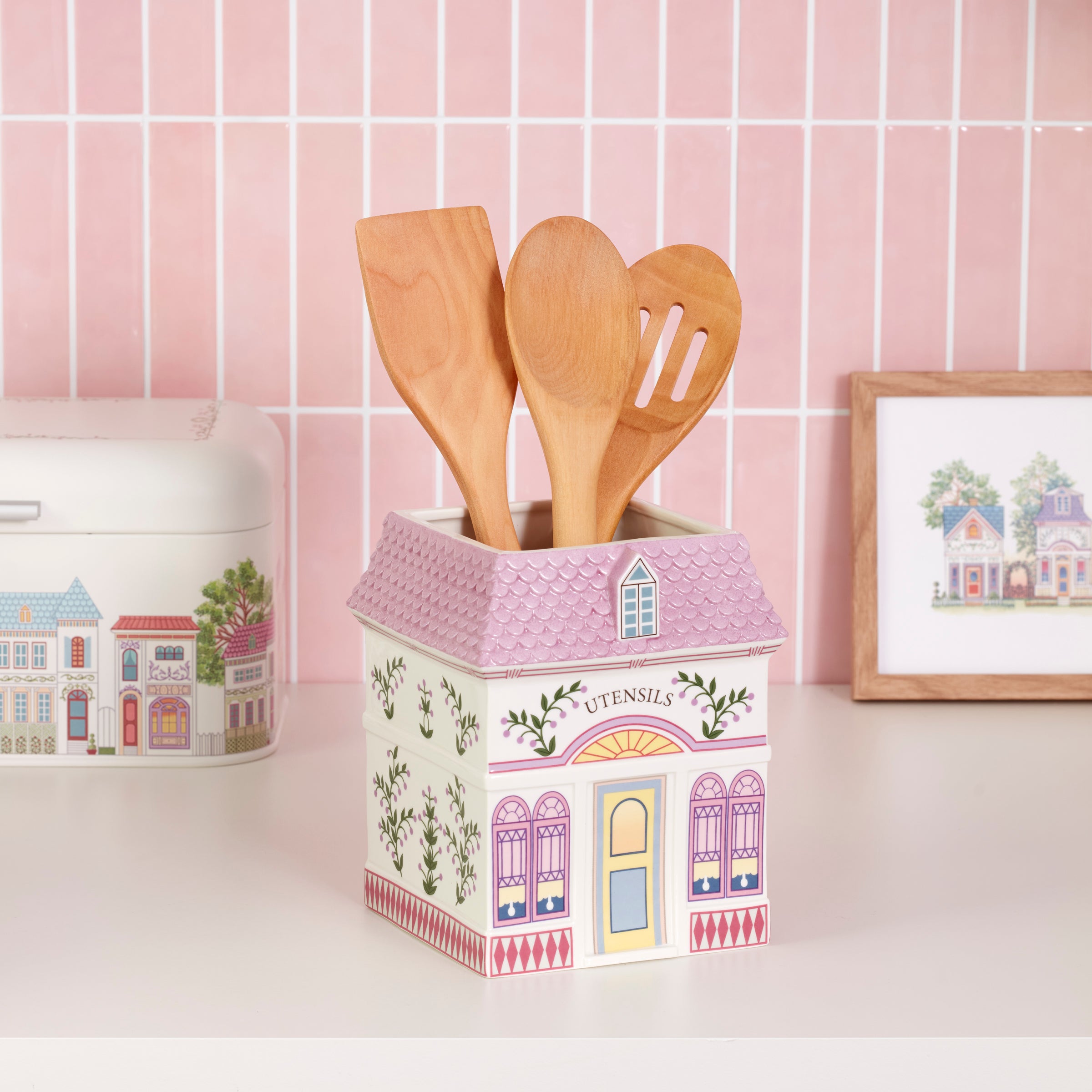 Lenox Spice Village Utensil Crock with Wood Utensils - Image 3