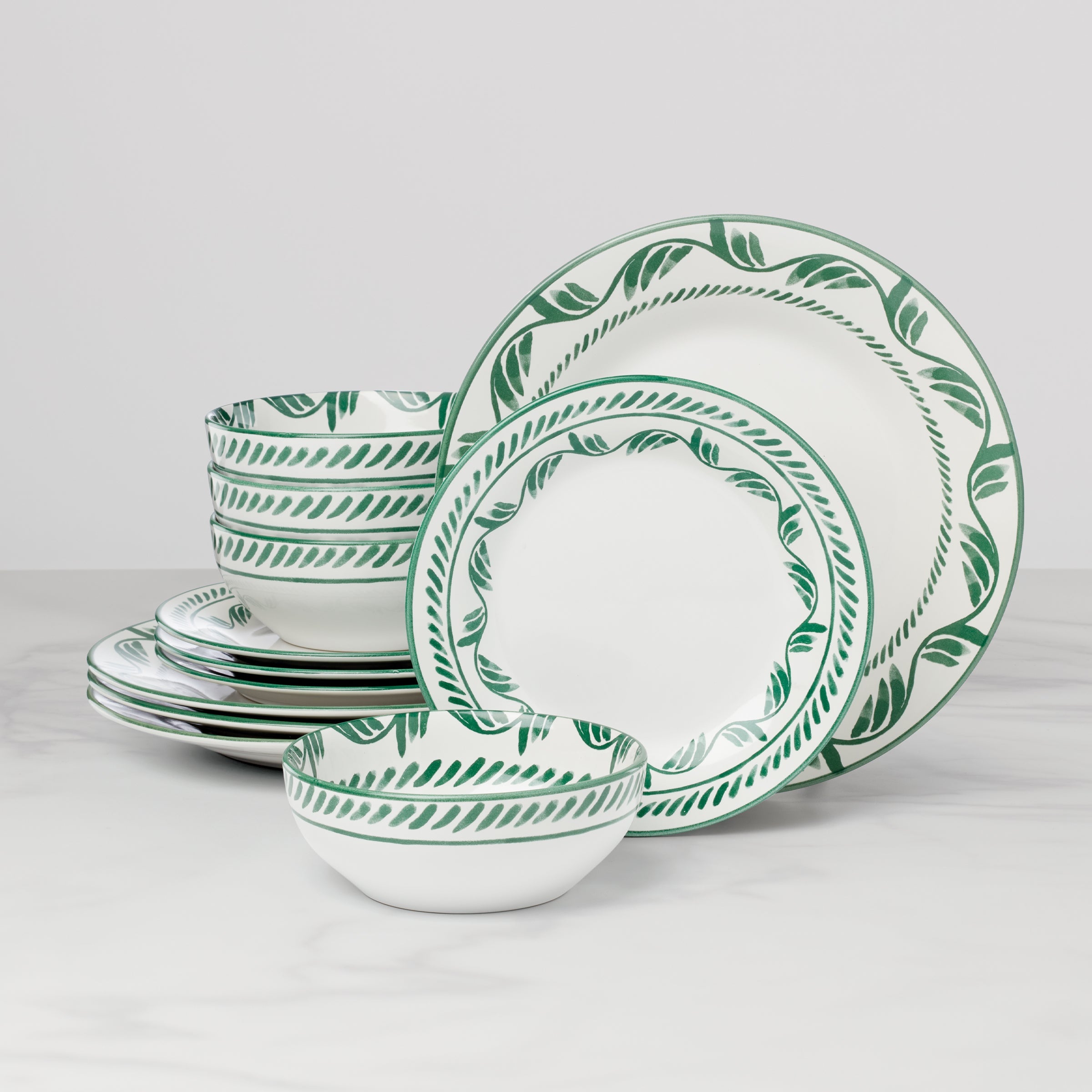 Solear Green 12 Piece Dinnerware Set