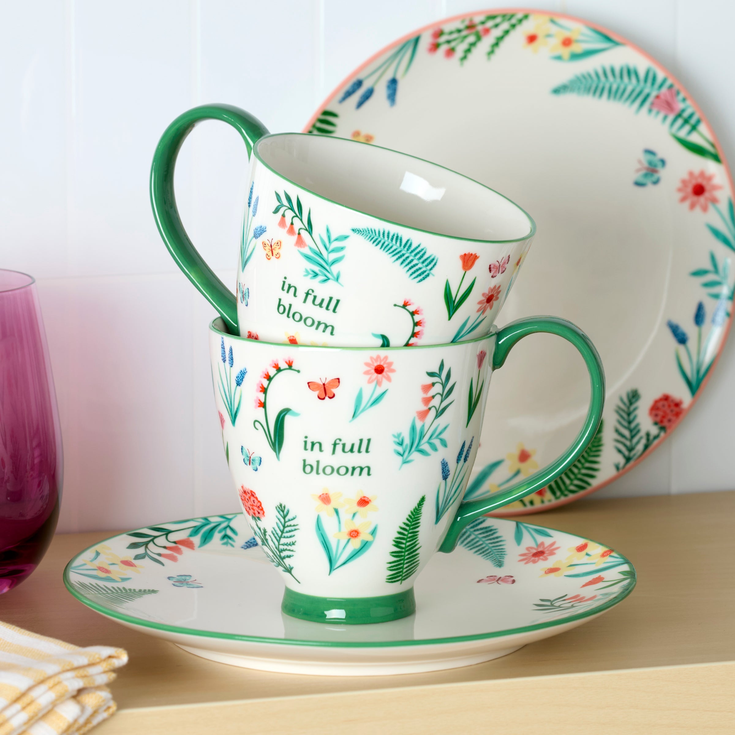 Alternative view of First Blooms Green Mugs   Set of 2