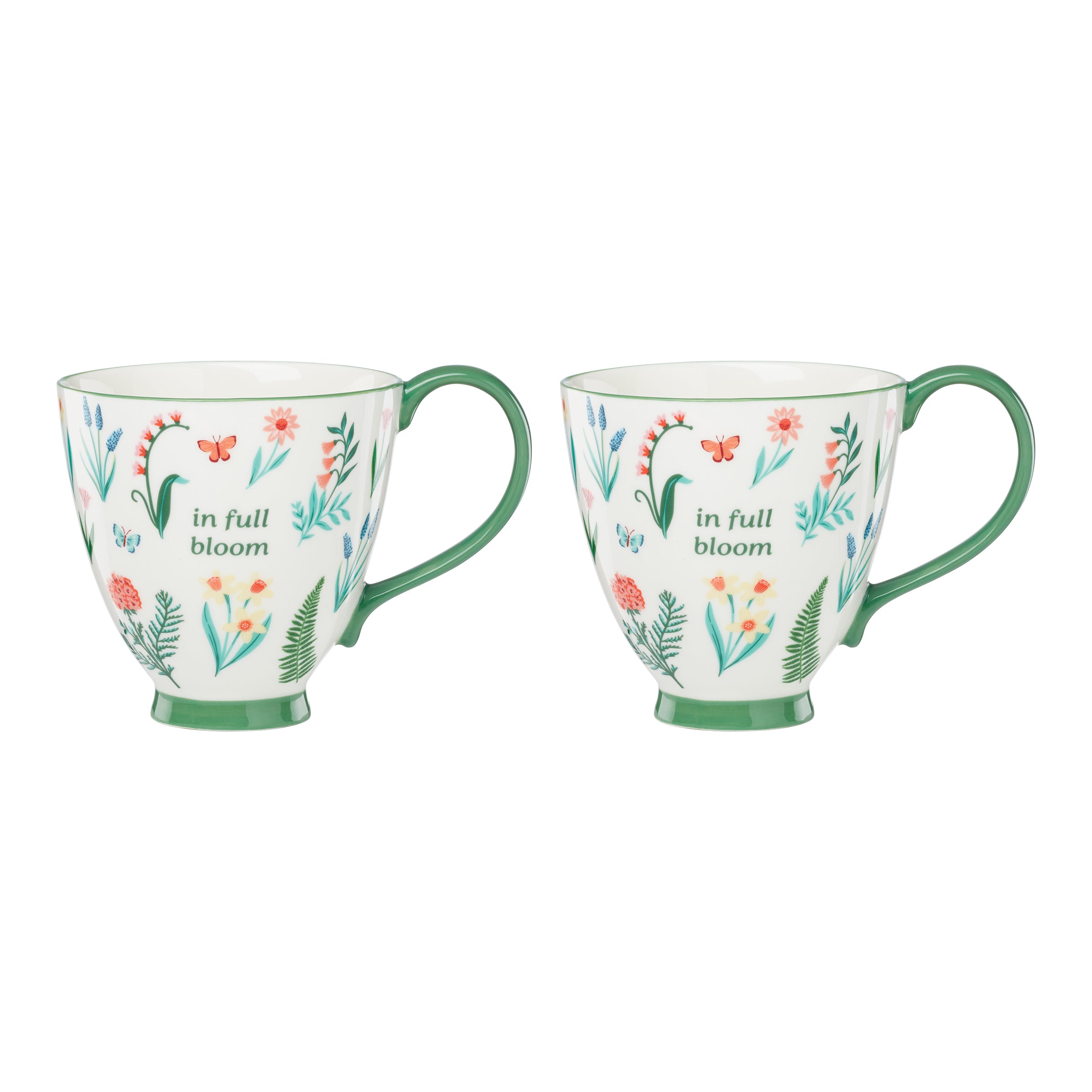 First Blooms Green Mugs   Set of 2