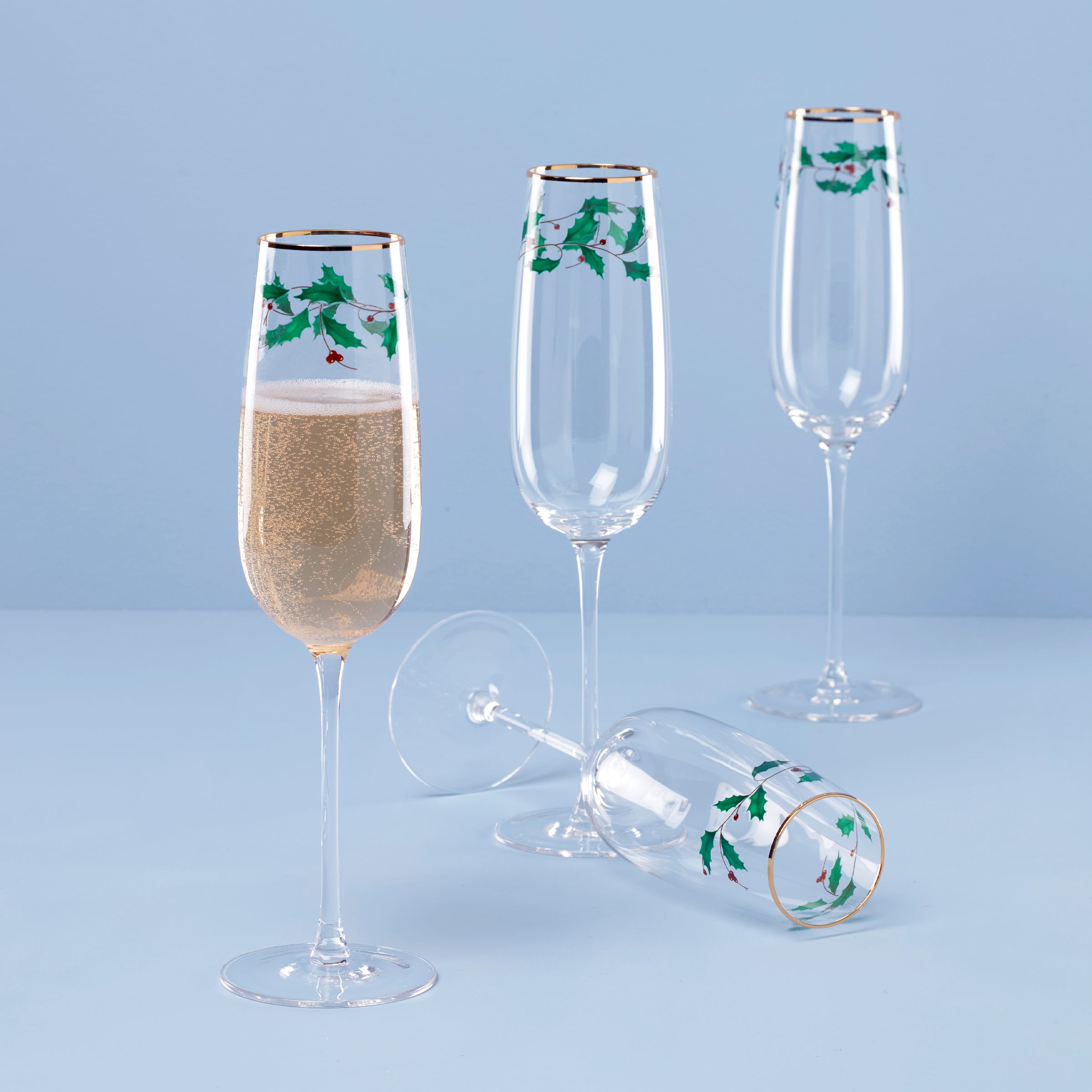 Alternative view of Holiday Decal Flute Glasses   Set Of 4