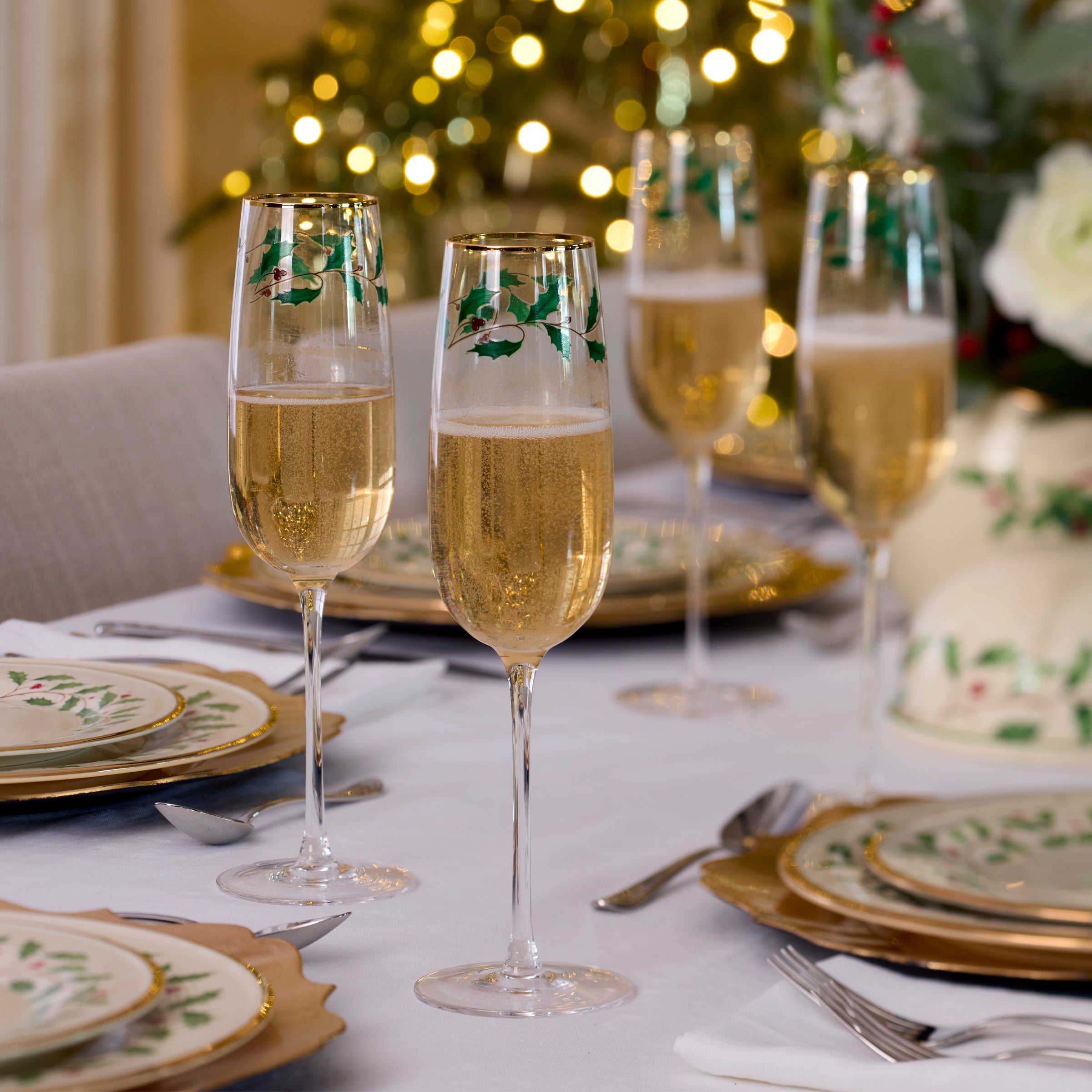 Holiday Decal Flute Glasses Set Of 4 - Image 3