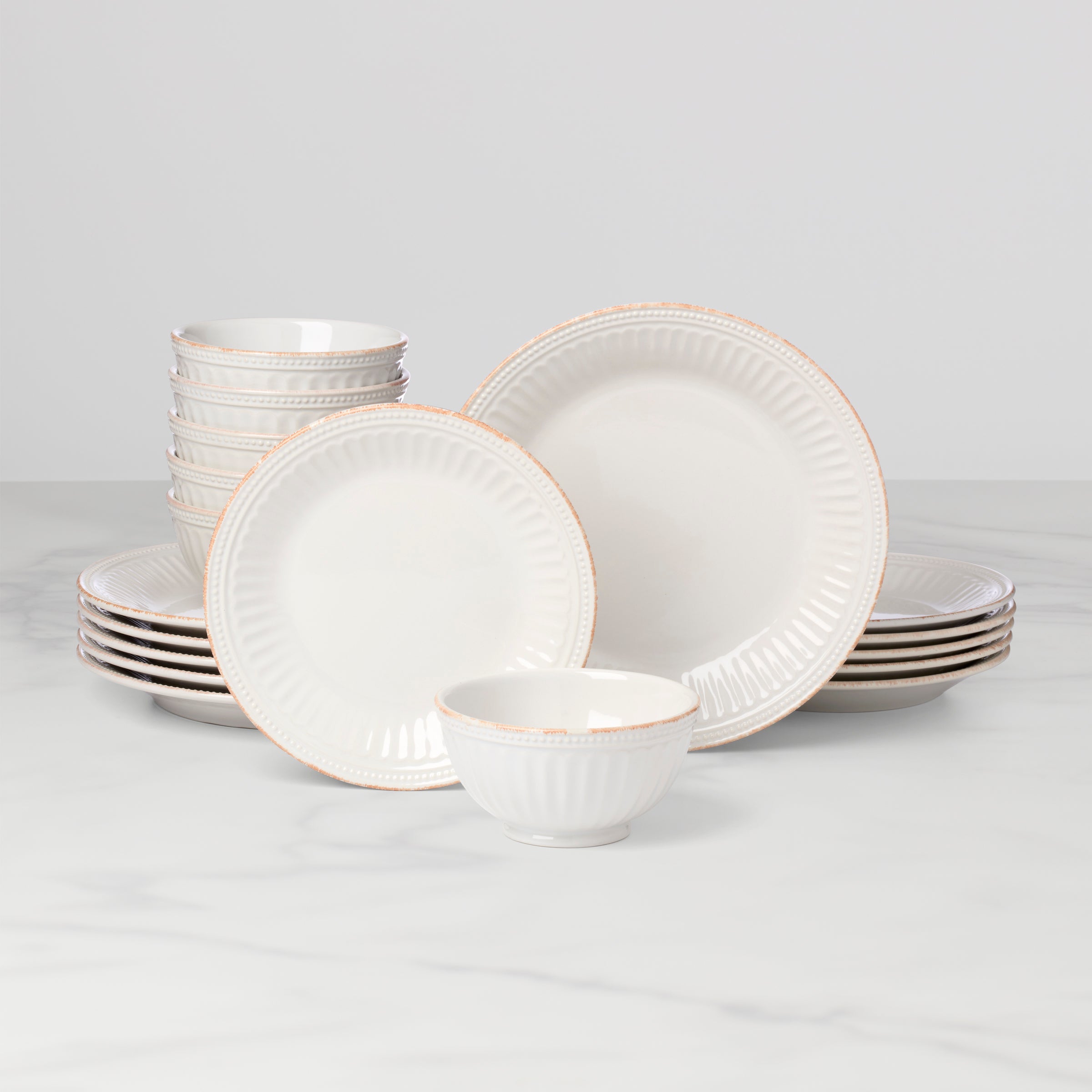 French Perle Groove 18 Piece Dinnerware Set