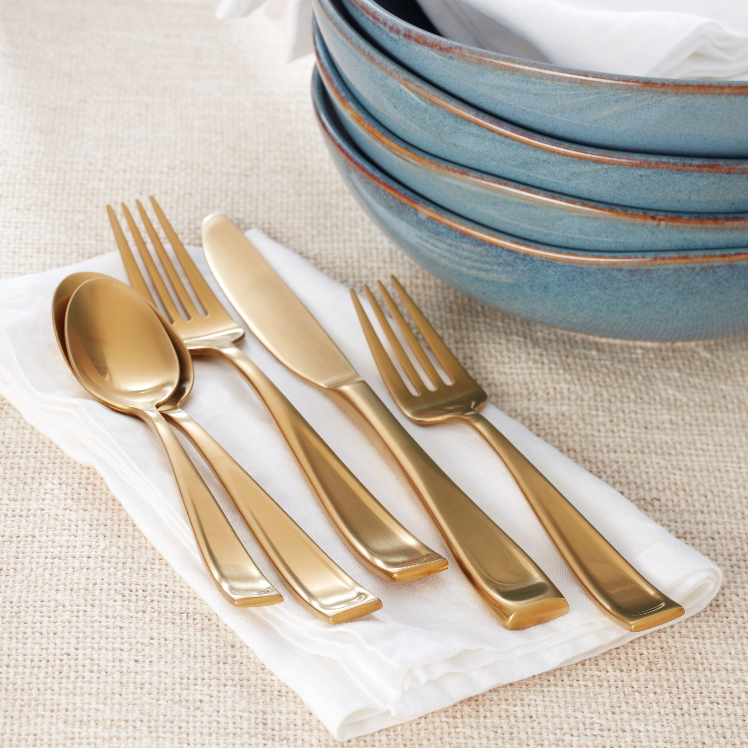 Moda Gold Satin 20 Piece Flatware Set - Image 3