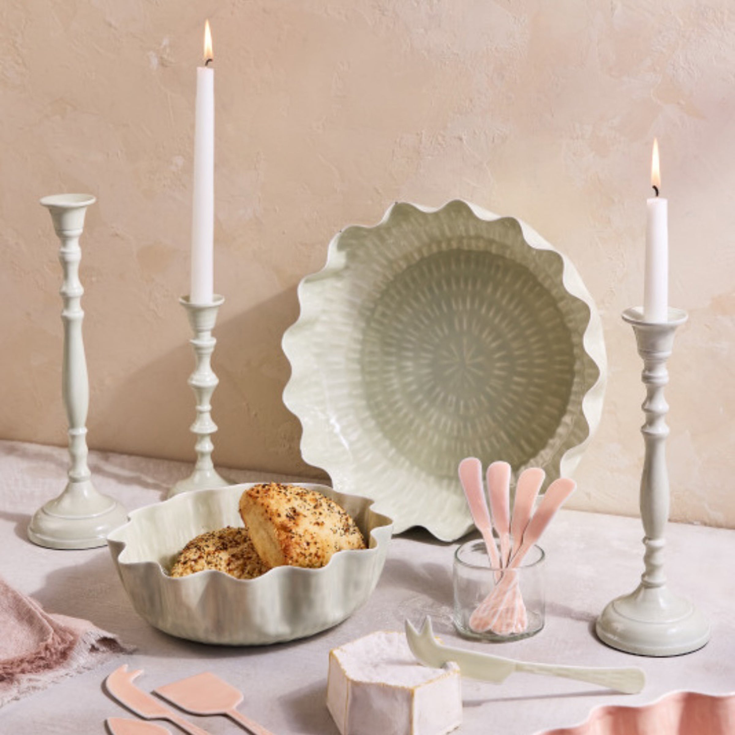 Alternative view of Nera Light Green Candle Holder, Large