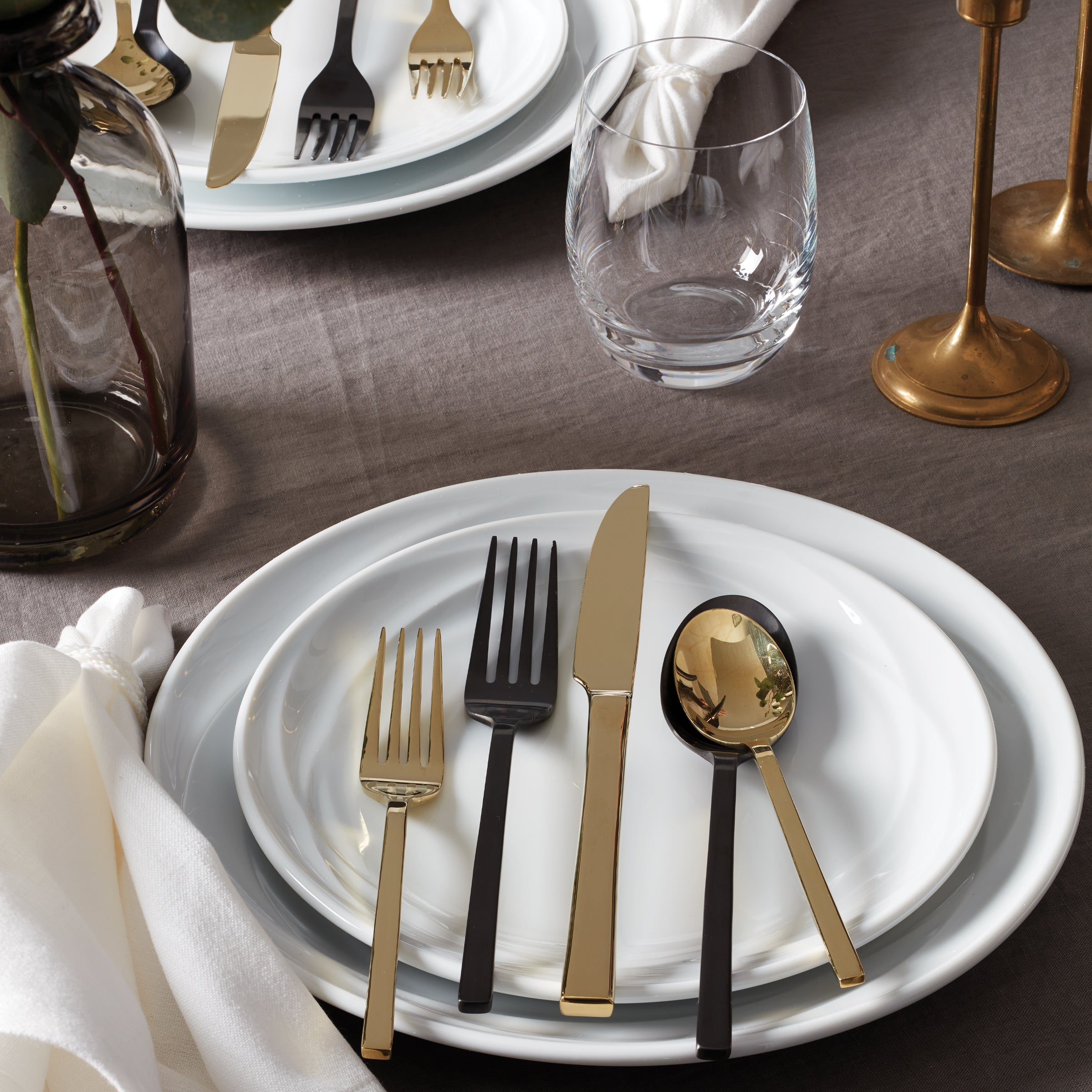 Alternative view of Allay Black Champagne 40 Piece Flatware Set