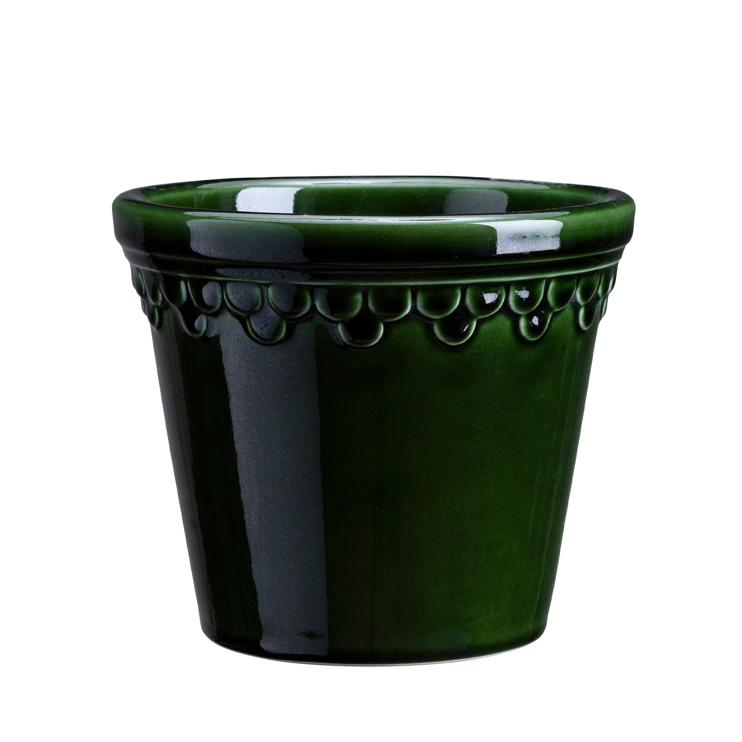 Alternative view of Kobenhavner Glazed Emerald Green 16cm Pot with Saucer