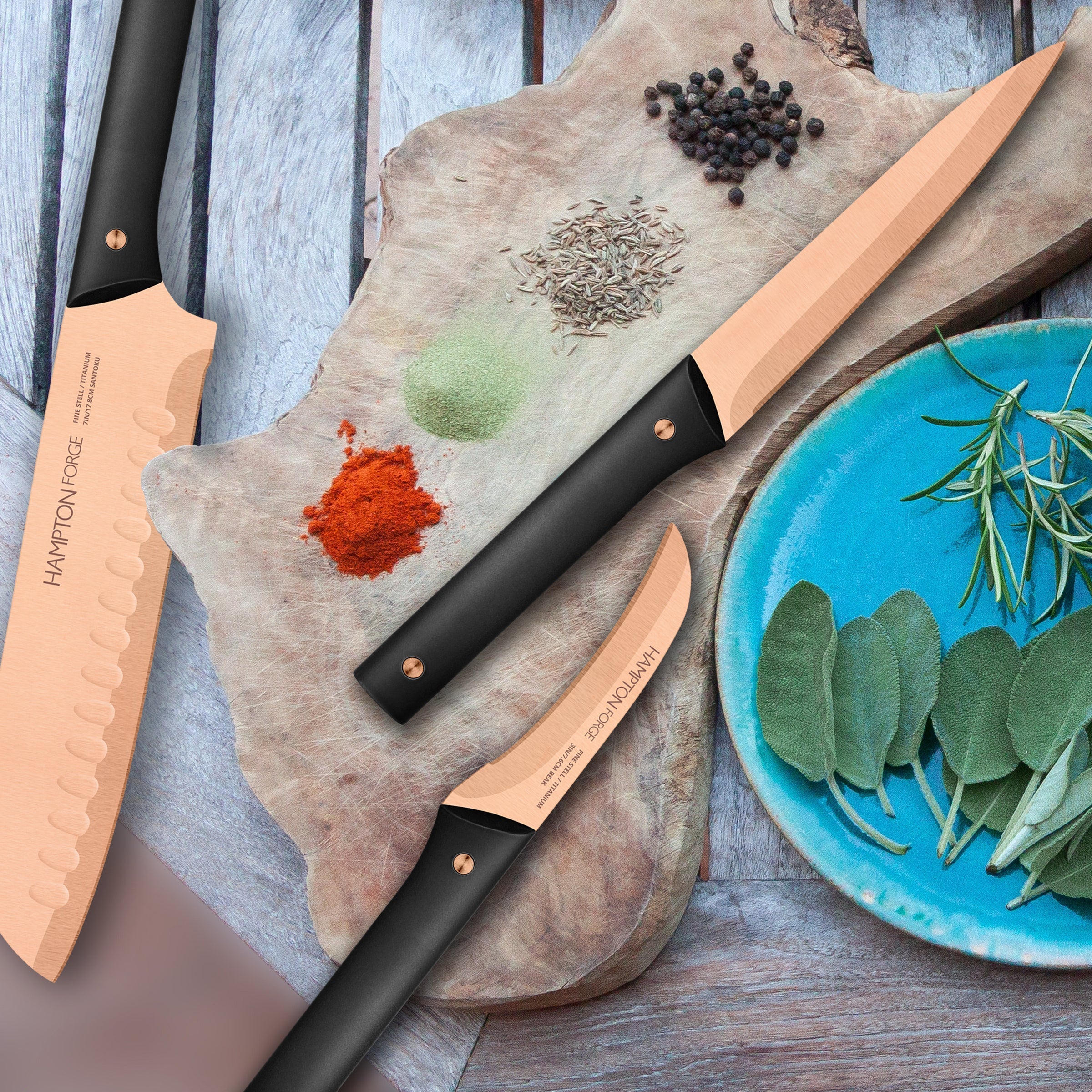 Alternative view of Knight 13 Piece Cutlery Block Set   Copper