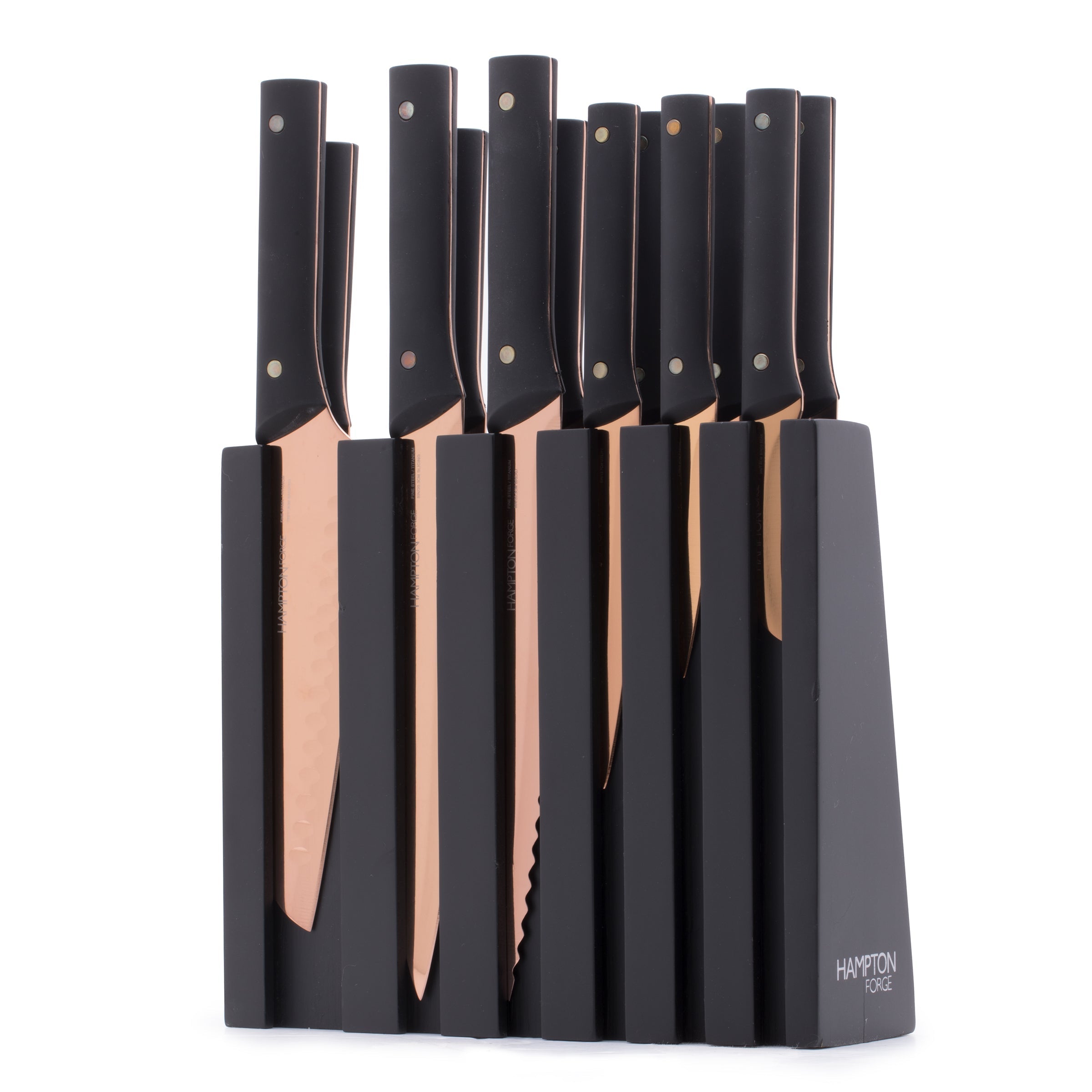 Knight 13 Piece Cutlery Block Set   Copper
