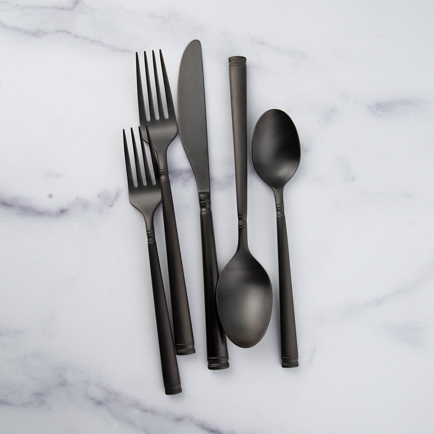 Emmy Black Satin 20 Piece Flatware Set - Image 4