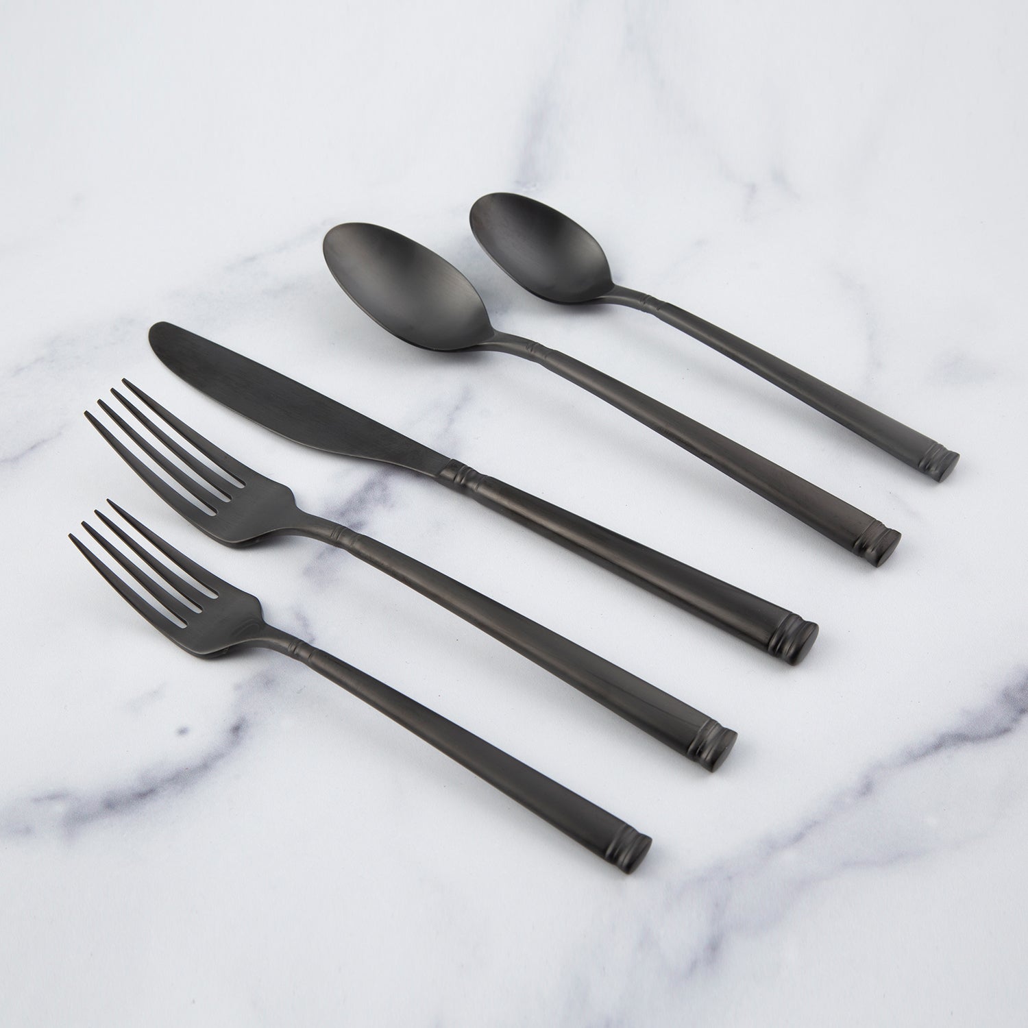 Emmy Black Satin 20 Piece Flatware Set - Image 5
