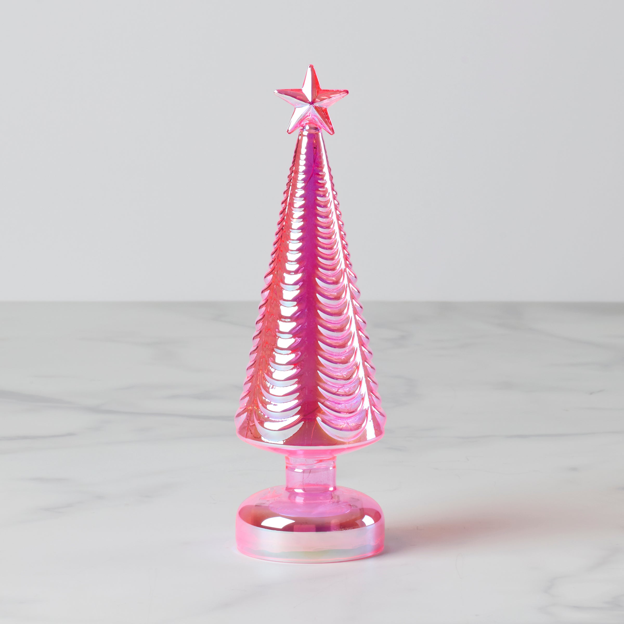 Alternative view of Led Lit Pink Glass Star Topped Holiday Tree