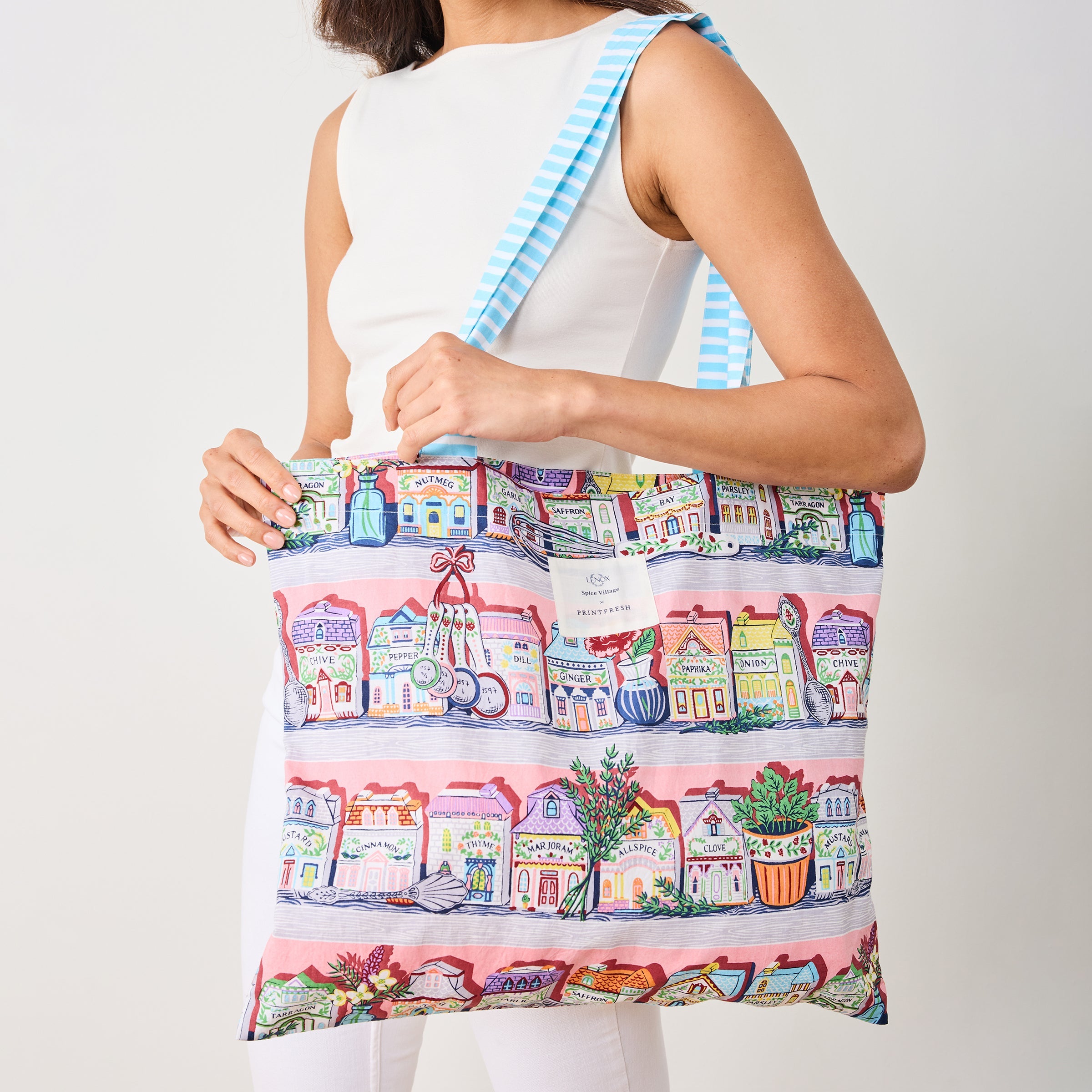 Lenox Spice Village x Printfresh On the Go Tote   Pink Kitchen