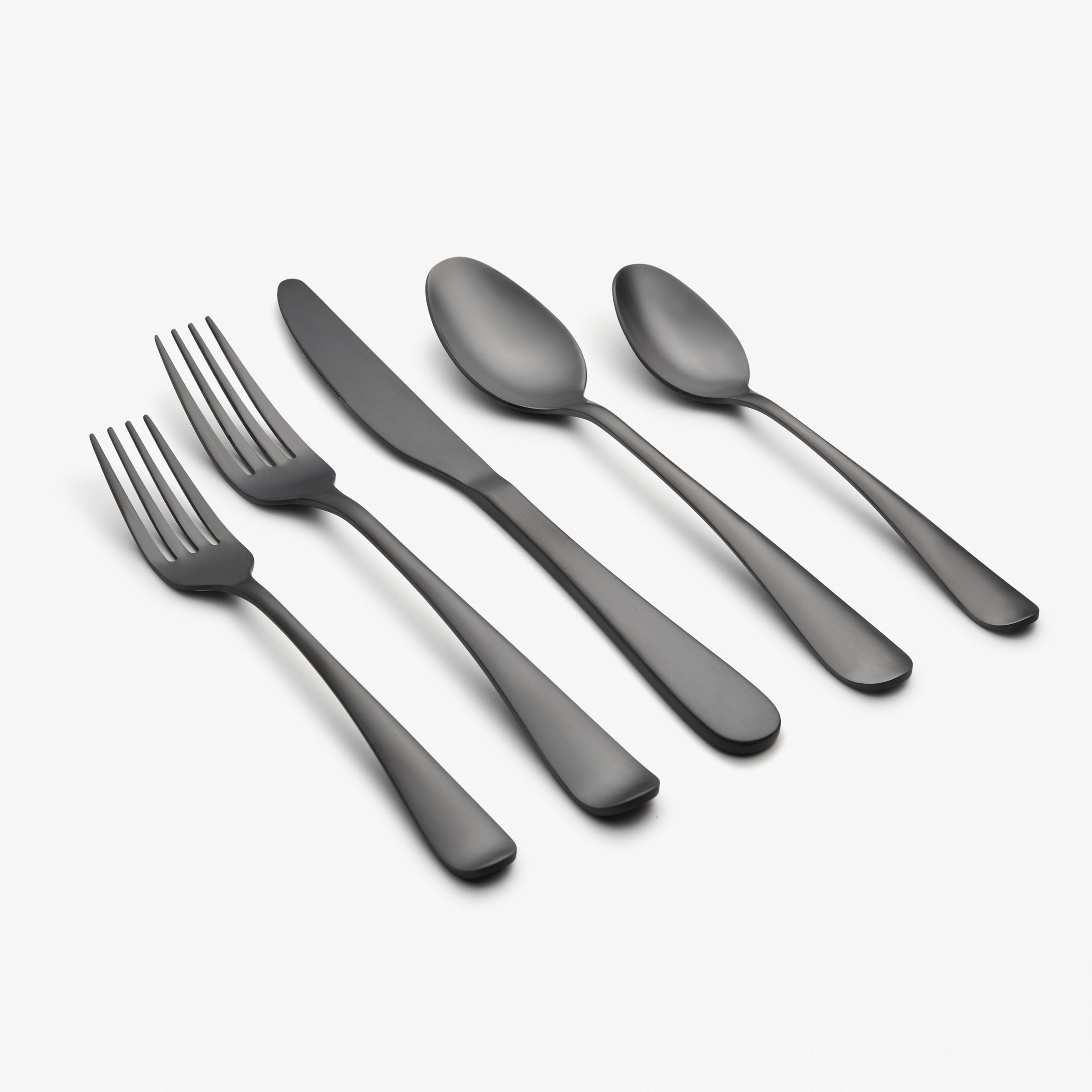 Rhiannon Black Satin 45 Piece Flatware Set