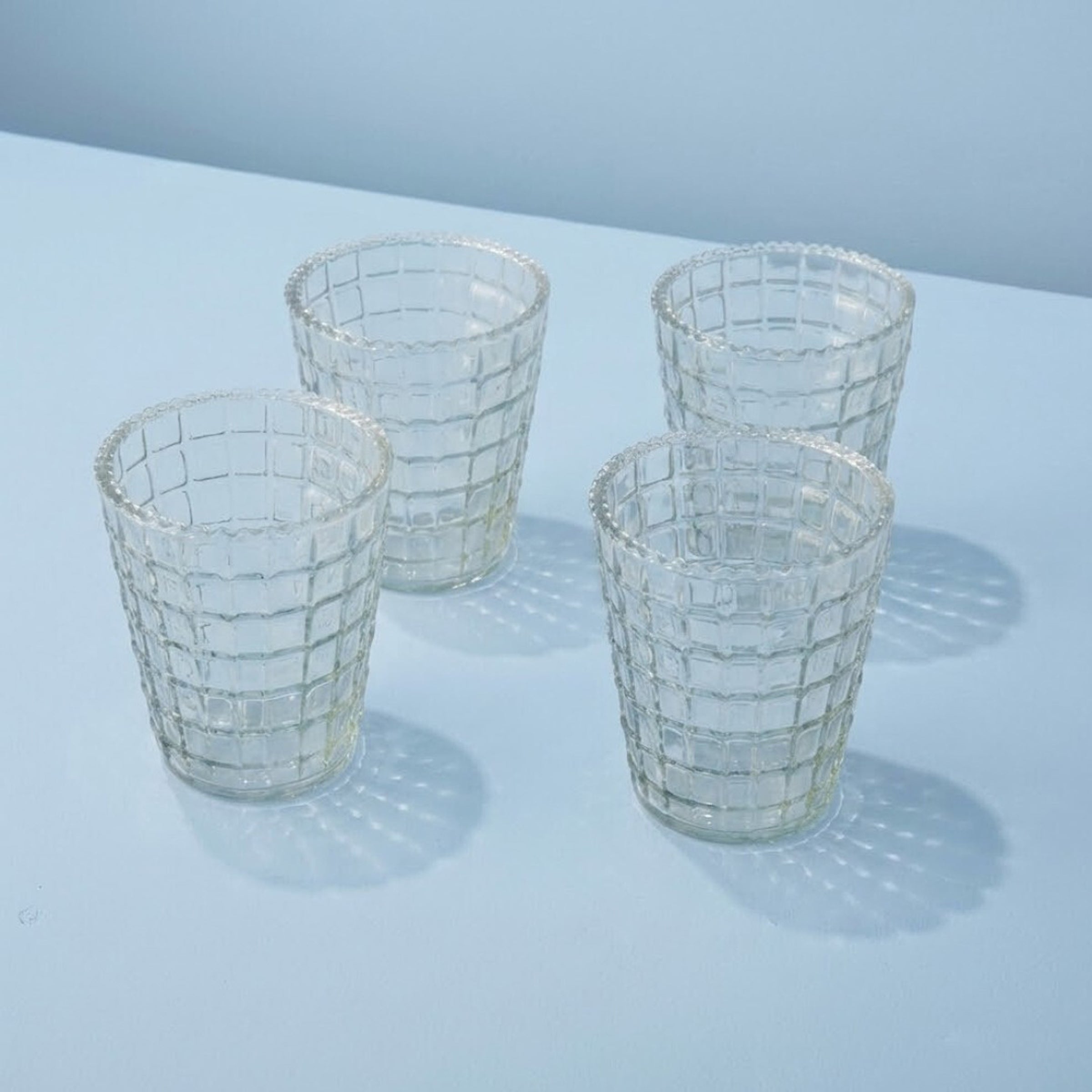 Ruffle Glass Lattice Tumblers, Set of 4