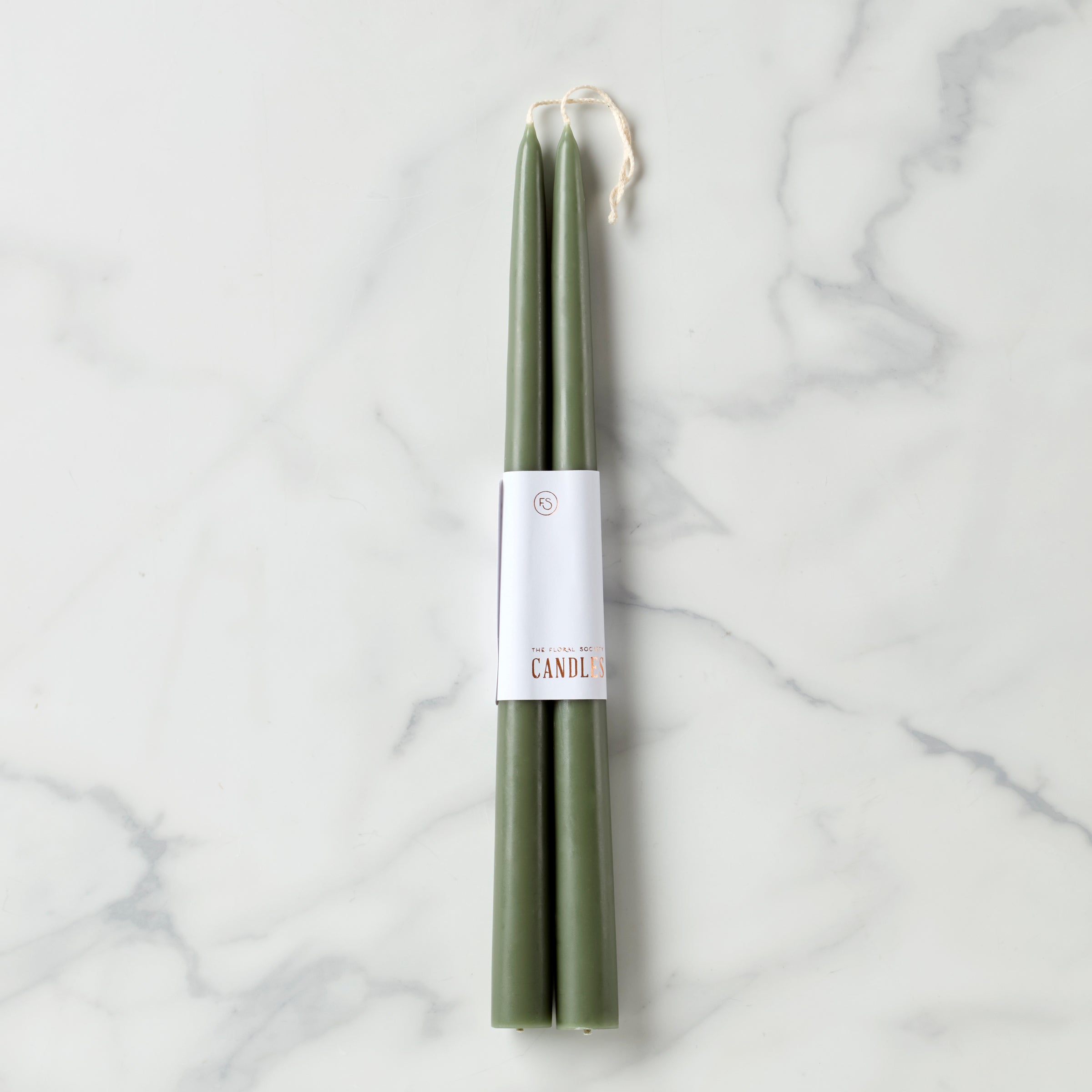 Dipped 12" Taper Candle Pair Moss