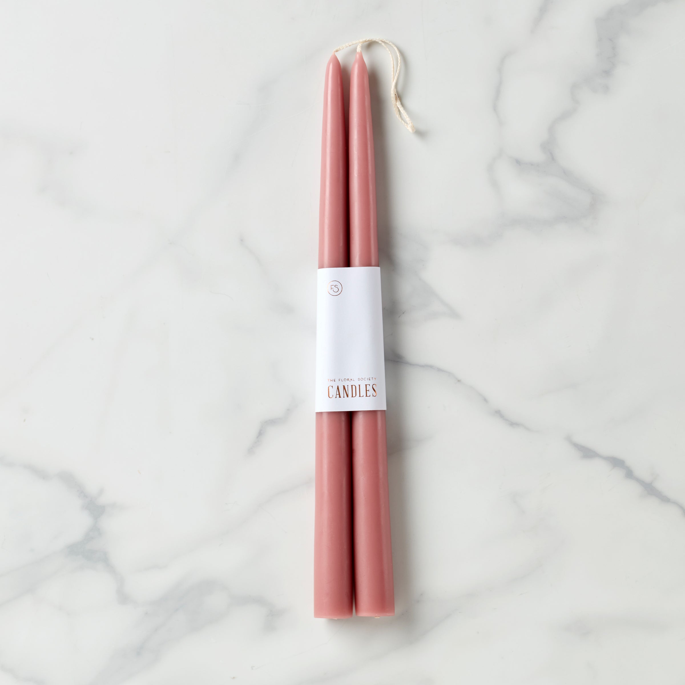 Dipped 12" Taper Candle Pair Rose