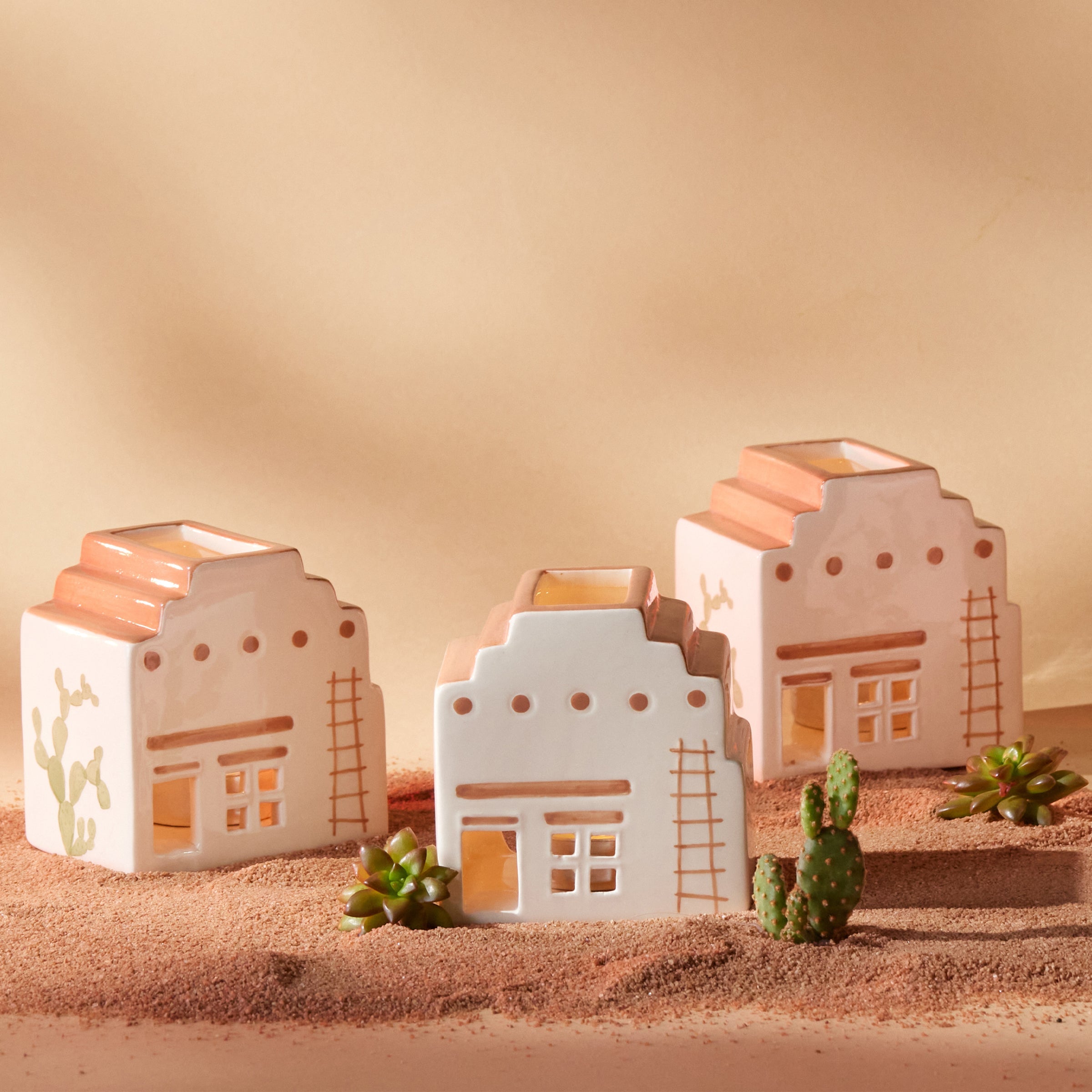 Incense House with Tea Light + 20 Cones, Santa Fe Adobe - Image 3